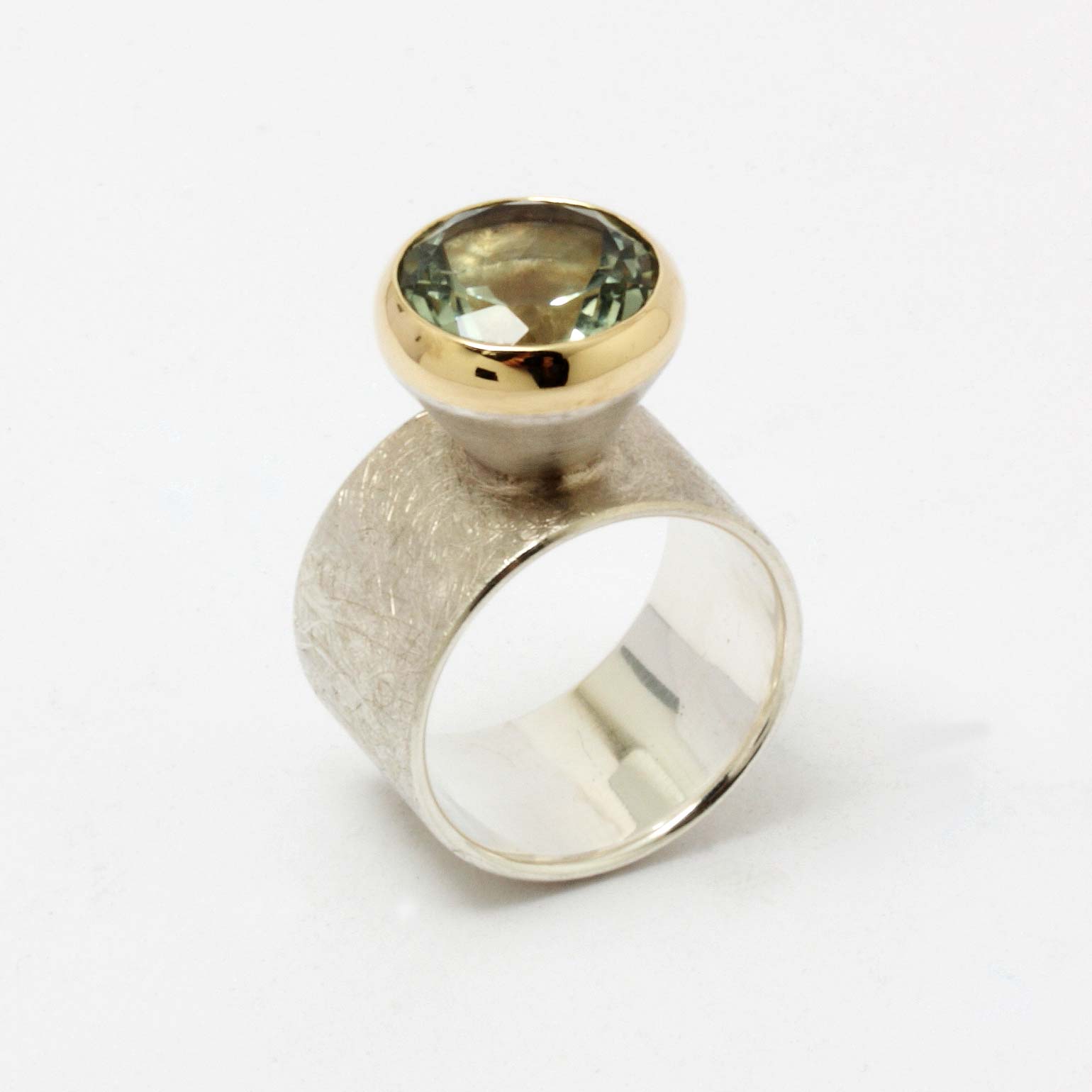 Ring, Silber 925, Gold 585, Prasiolith von Christian Heinze