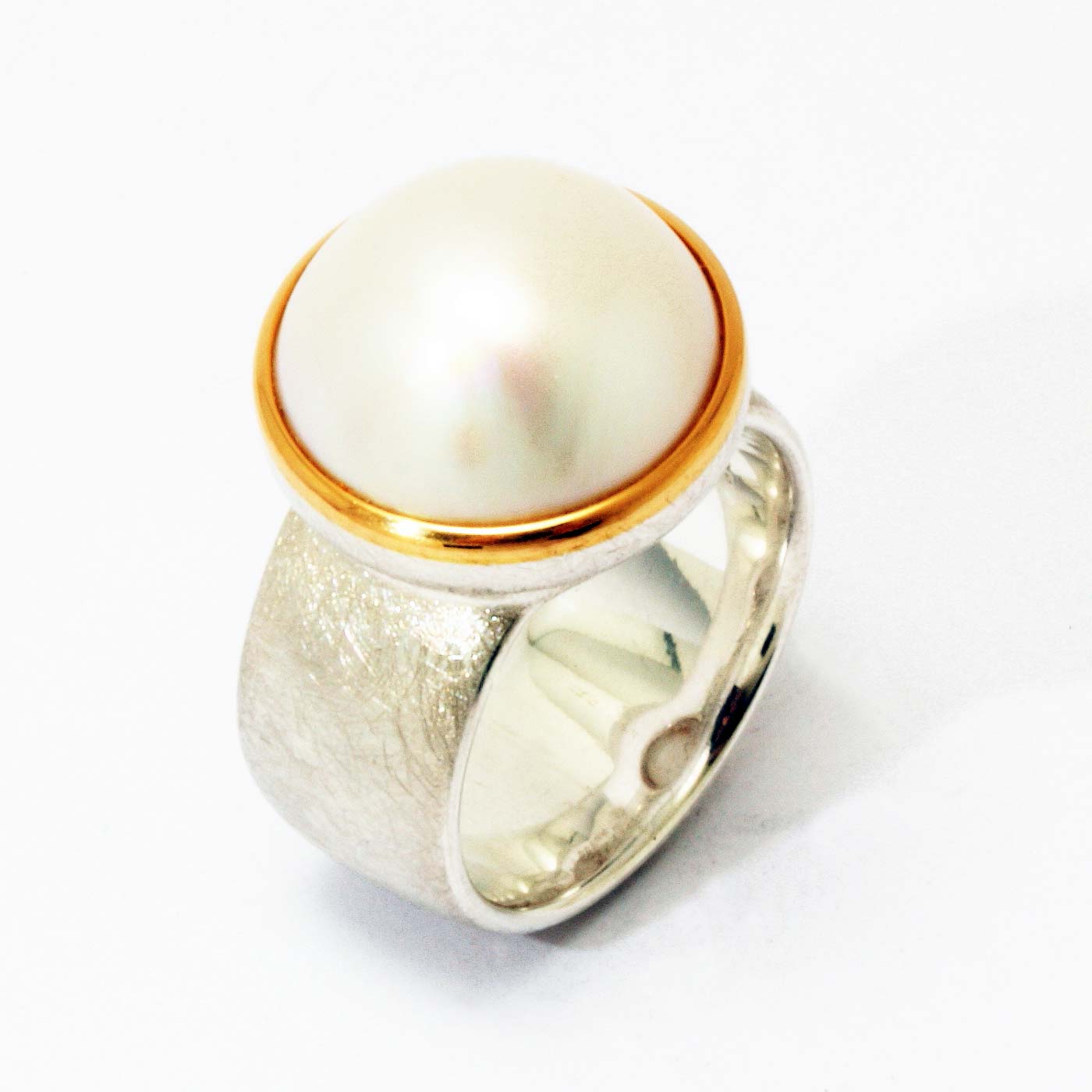 Ring, Silber 925, Gold 900, Mabeperle von Christian Heinze