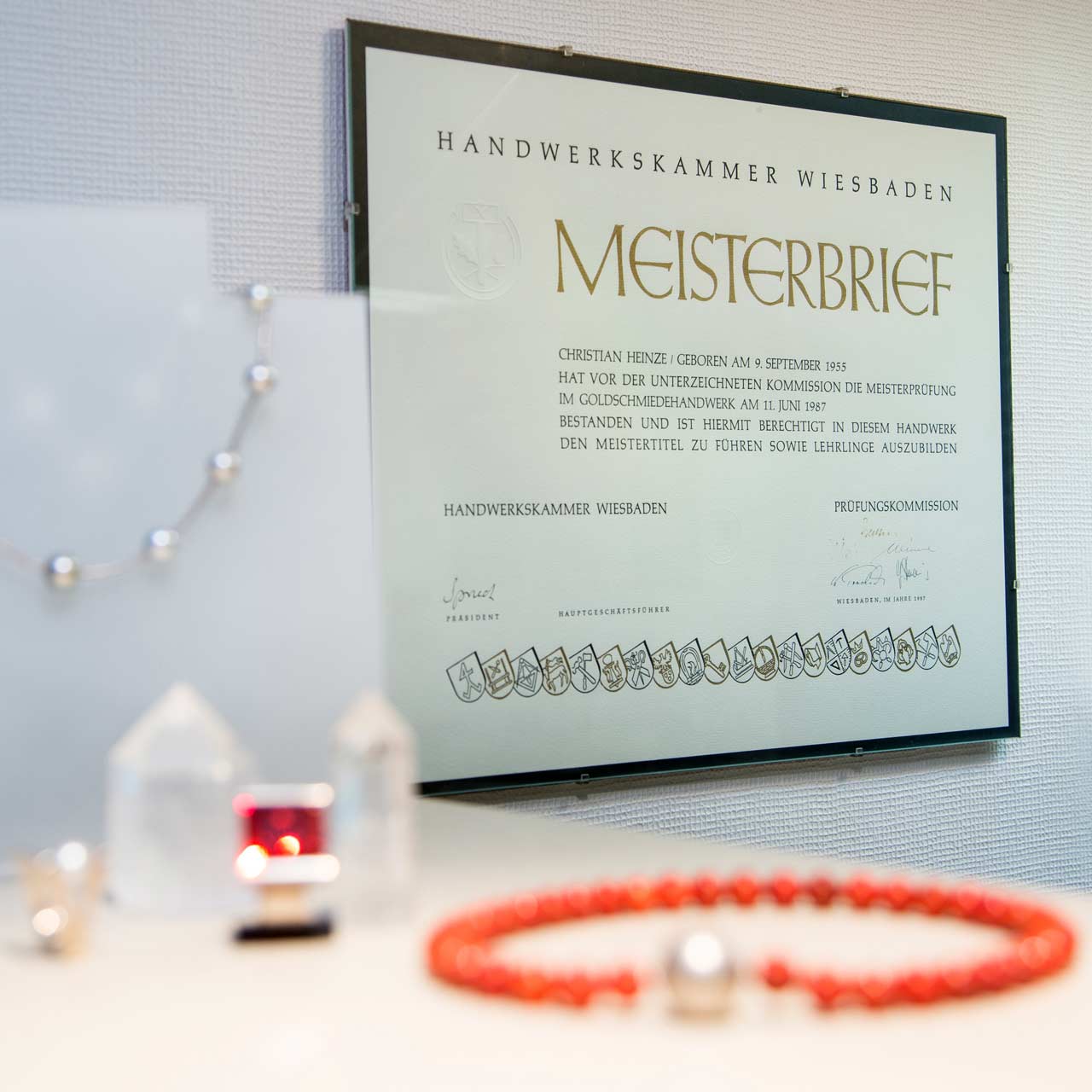 Meisterbrief von Christian Heinze, Goldschmied
